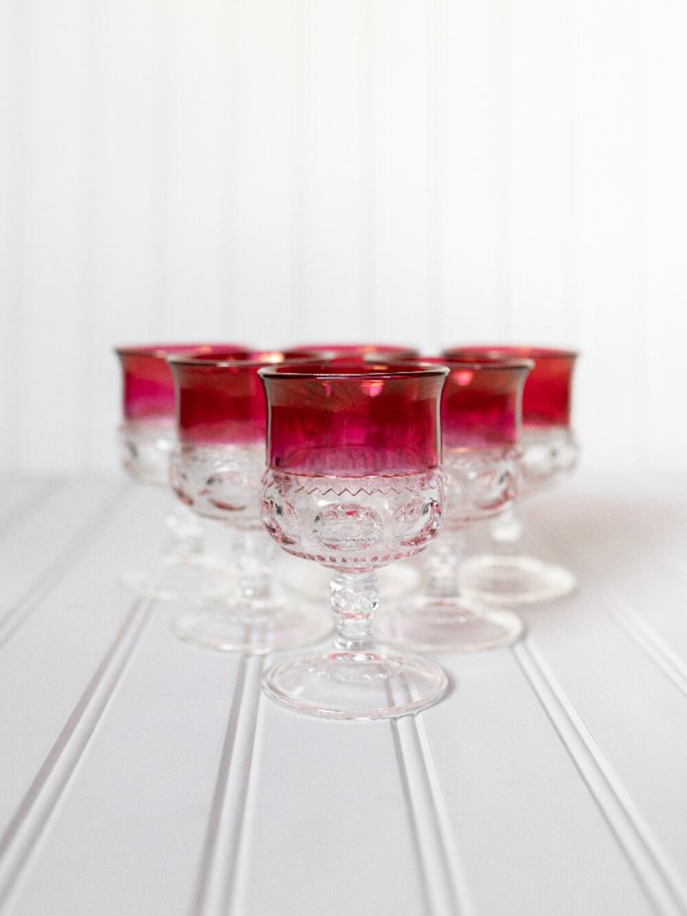 Kings Crown Ruby Flash Goblets Set of 6 Vintage